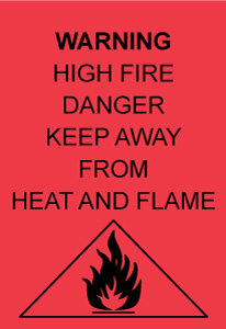 Fire warning label on garment Fire warning label on garment